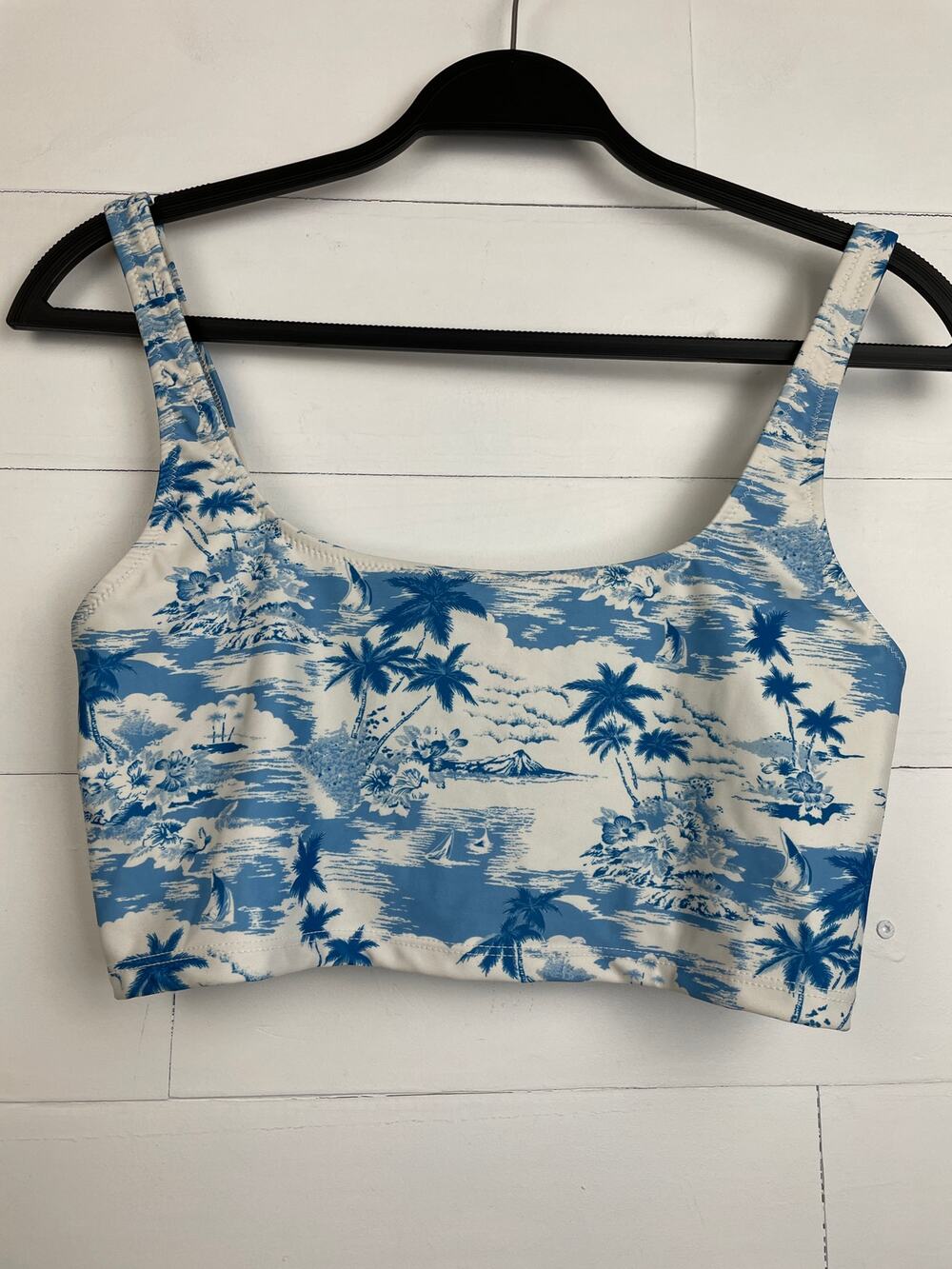 Reformation Lago Bikini Top Medium M Blue Cozumel Toile Tropical Print